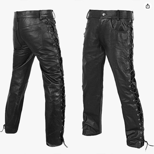 Leather Lace Motorcycle Pants